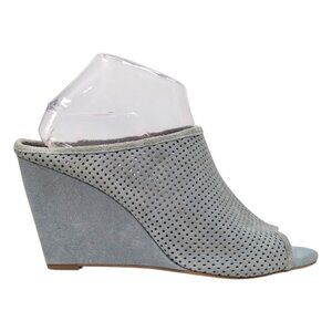 Seychelles Perfect Match Mules Womens Blue Perforated Leather Wedge Heels Sz 8.5